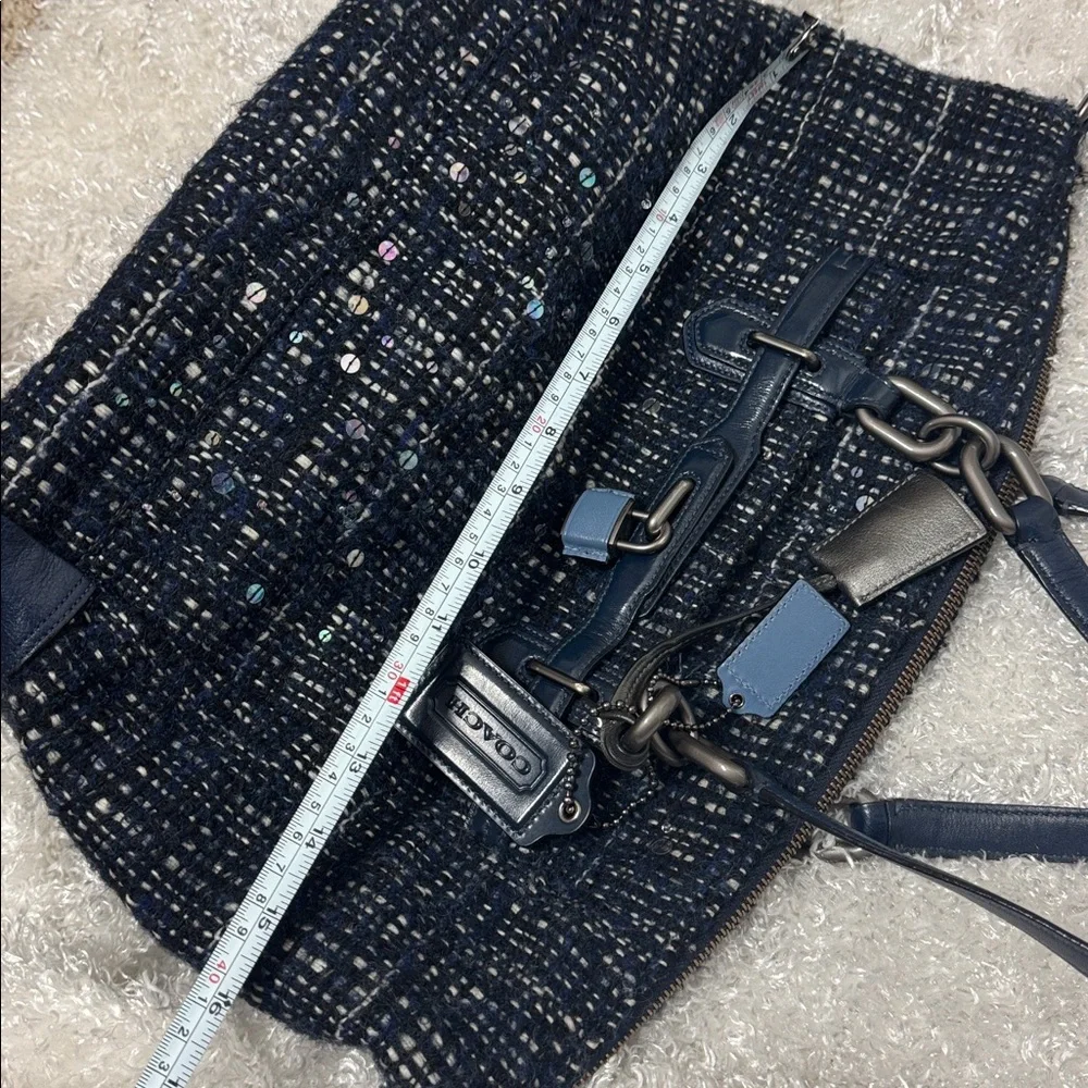 Coach Chelsea Boucle Mersin tweed shoulder tote blue tones large purse